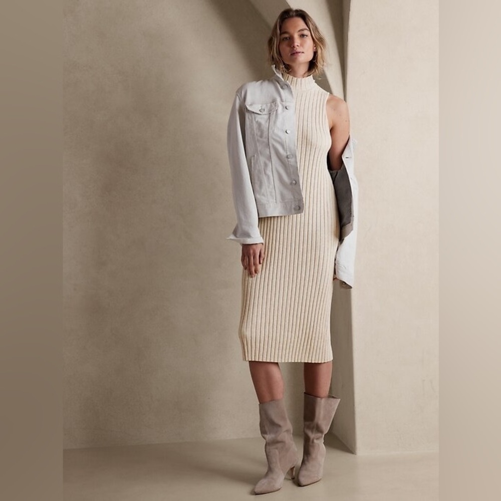 Banana Republic Sleeveless Sweater Midi Dress (Oatmeal)